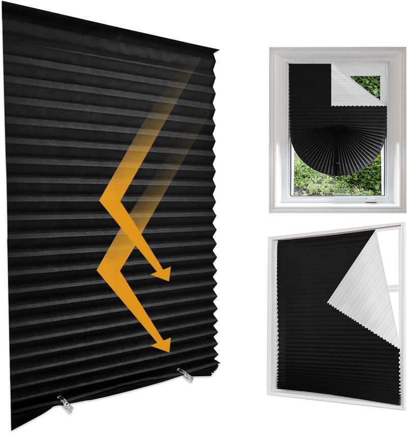 Jlong Blackout Blinds for Windows Cordless Blinds Temporary Shades Blinds No Drill Mini Blinds Black Out Blinds for Window of Bedroom,Bathroom,Kitchen Office (Black-high Shading, 35.4 * 59"(90 * 150cm)) - Image 4